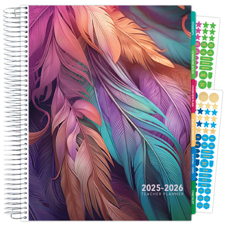 Deluxe Teacher AY 2025-2026 Planner - 8.5"x11" (Pastel Peacock)