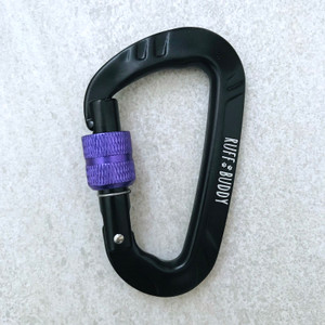 Ruff Buddy Dog Leash Carabiner Hook - Black with Purple Trim