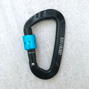 Ruff Buddy Dog Leash Carabiner Hook - Black with Blue Trim Ruff Buddy Dog Leash Carabiner Hook - Black with Blue Trim