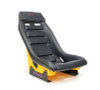 NRG GT Retro Bucket Seat - Black PVC Leather Yellow Stitching Yellow Glitter Fiberglass Back - PRI-100BK-ARCADE Photo - Primary