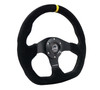 NRG Reinforced Steering Wheel (320mm) Sport Suede Flat Bottom w/ Yellow Center Mark - RST-024MB-S-Y Photo - Close Up