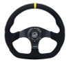 NRG Reinforced Steering Wheel (320mm) Sport Alcantara Flat Bottom w/ Yellow Center Mark - RST-024MB-SA-Y Photo - Primary