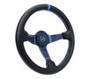 NRG Reinforced Steering Wheel (350mm) Blue Carbon Fiber Center - Blue Stitching & Center Mark - RST-036CF-BL Photo - Close Up