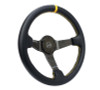 NRG Carbon Fiber Steering Wheel (350mm) Leather Trim w/Gold Stitching/Center Mark - RST-036CF-GD Photo - Close Up