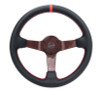 NRG Carbon Fiber Steering Wheel 350mm 3in Deep Red Carbon Fiber Red Stiching Red Center Mark Leather - RST-036CF-RD Photo - Primary