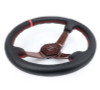 NRG Carbon Fiber Steering Wheel 350mm 3in Deep Red Carbon Fiber Red Stiching Red Center Mark Leather - RST-036CF-RD Photo - Close Up