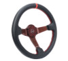 NRG Carbon Fiber Steering Wheel 350mm 3in Deep Red Carbon Fiber Red Stiching Red Center Mark Leather - RST-036CF-RD Photo - Close Up