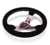 NRG Reinforced Steering Wheel (350mm) 3in Deep Pink Sakura Floral Solid Spoke - Black Suede/Stitch - RST-036SAK-S Photo - Close Up