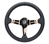 NRG Light Weight Gaming Steering Wheel - Splitz 350mm 3 Rose Gold Spokes Slits - Leather - ST-010RG-PR Photo - Primary
