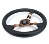 NRG Light Weight Gaming Steering Wheel - Splitz 350mm 3 Rose Gold Spokes Slits - Leather - ST-010RG-PR Photo - Close Up
