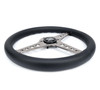 NRG Light Weight Gaming Steering Wheel - Driftz 350mm 3 Black Chrome Spokes Perforated Leather - ST-034BC-PR Photo - Close Up