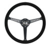 NRG Reinforced Stealth Wheel (380mm) 3 Spoke Center - 1in Deep Dish - Vegan Suede Red Stitch - RST-380-STL-SA Photo - Primary