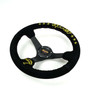 NRG Reinforced Black Perforated Leather Steering Wheel 350mm / 3in Deep w/ NVR Embroidery - RST-036MB-S-NVR Photo - Close Up