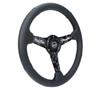 NRG Reinforced Black Perforated Leather Steering Wheel 350mm / 1.5in Deep w/ Goal Digger Blk Stitch - RST-037MB-BGD-R Photo - Close Up