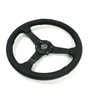 NRG Reinforced Black Perforated Leather Steering Wheel 350mm / 1.5in Deep w/ Goal Digger Blk Stitch - RST-037MB-BGD-R Photo - Close Up