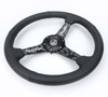 NRG Reinforced Black Perforated Leather Steering Wheel 350mm / 1.5in Deep w/ Goal Digger Blk Stitch - RST-037MB-BGD-R Photo - Close Up