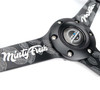 NRG Reinforced Black Perforated Leather Steering Wheel 350mm / 1.5in Deep w/ Goal Digger Blk Stitch - RST-037MB-BGD-R Photo - Close Up