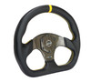 NRG Carbon Fiber Flat Bottom Steering Wheel (320mm) Yellow CF Center w/Yellow Stitch/Yellow Mark - RST-024CF/GD Photo - Primary