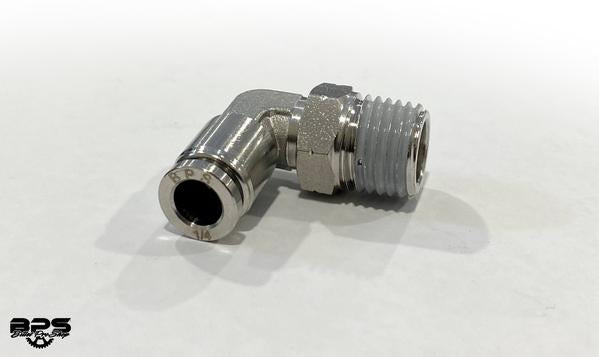 BPS Stainless Steel Push To Connect 90* Fitting (1/4" NPT Thread) - for use with 1/4in (6mm) OD tubing