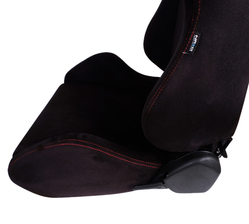 NRG Sport Seats (Pair) Type-R Suede w/NRG Logo - Black w/Red Stitching - RSC-220L/R Photo - Close Up