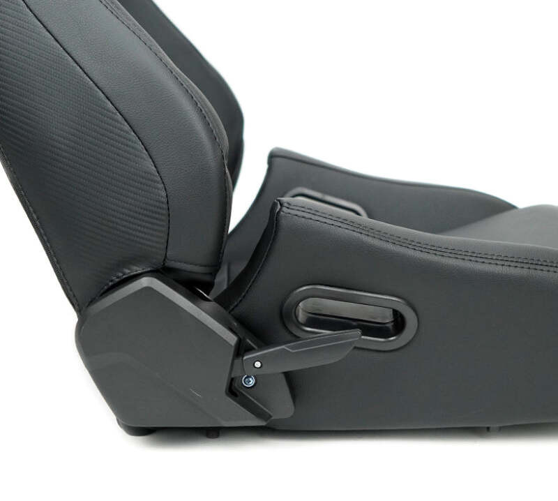 NRG Omega Reclinable Racing Seat (Pair) Black with Black Carbon Vinyl Back - RSC-750BK/BK L/R Photo - Close Up