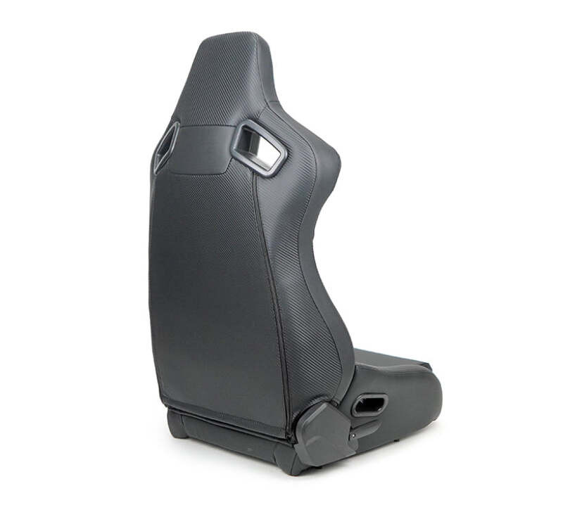 NRG Omega Reclinable Racing Seat (Pair) Black with Black Carbon Vinyl Back - RSC-750BK/BK L/R Photo - Close Up