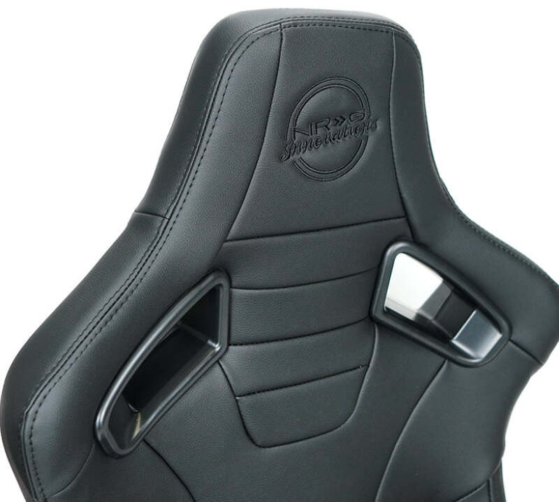 NRG Omega Reclinable Racing Seat (Pair) Black with Black Carbon Vinyl Back - RSC-750BK/BK L/R Photo - Close Up