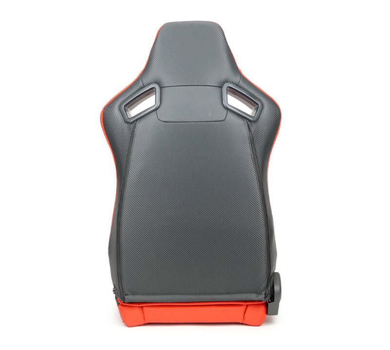 NRG Omega Reclinable Racing Seat (Pair) Red with Black Carbon Vinyl Back - RSC-750RD/BK L/R Photo - Close Up