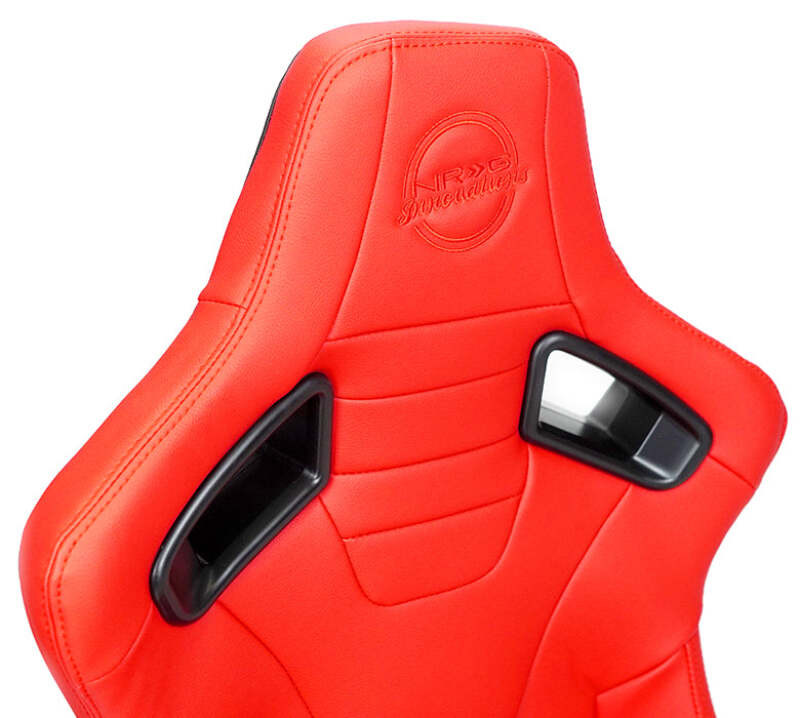 NRG Omega Reclinable Racing Seat (Pair) Red with Black Carbon Vinyl Back - RSC-750RD/BK L/R Photo - Close Up