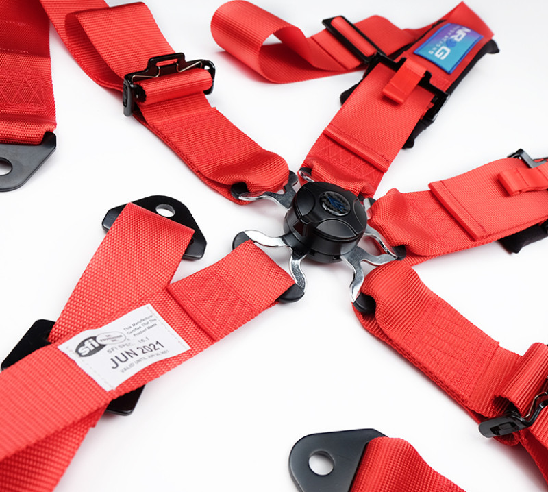 NRG 5PT 3in. Seat Belt Harness / Cam Lock - Red - SBH-B6PCRD Photo - Close Up