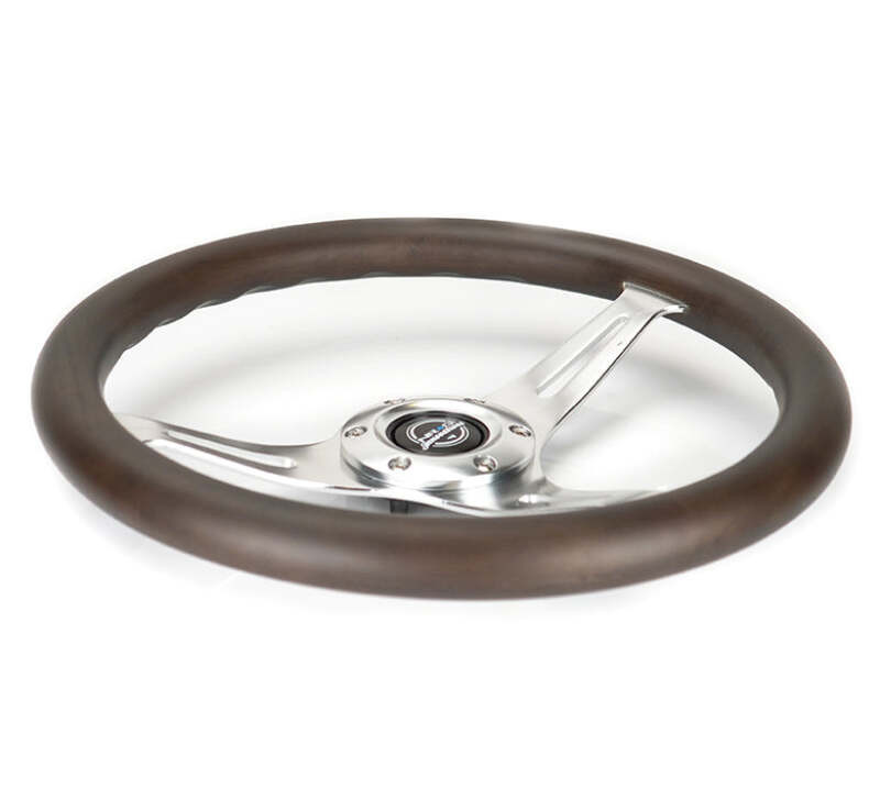 NRG Classic Wood Grain Wheel - 350mm 3 Chrome Silver Spokes Oak Color Wood - ST-015SL-OAK Photo - Close Up