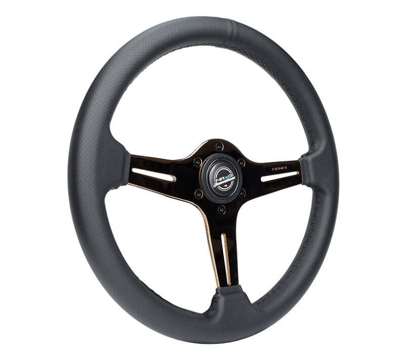 NRG Light Weight Gaming Steering Wheel - Blitz 350mm 3 Rose Gold Spokes Slits - Leather - No Dish - ST-018RG-PR Photo - Close Up