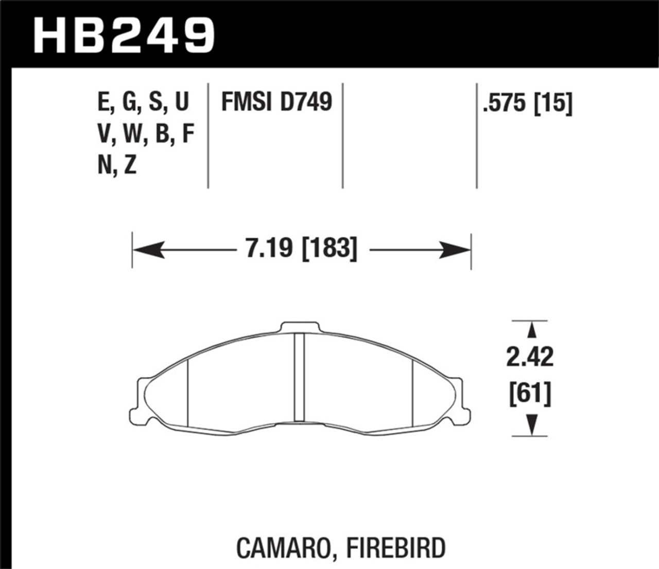 Hawk 98-02 Camaro ER-1 Street Front Brake Pads - HB249D.575 Photo - Primary