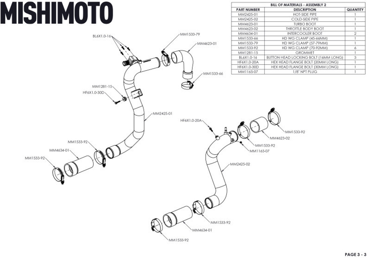 Mishimoto 21+ Bronco 2.3L High Mount INT Kit BK Core P Pipes - MMINT-BR23-21HKBKP User 1