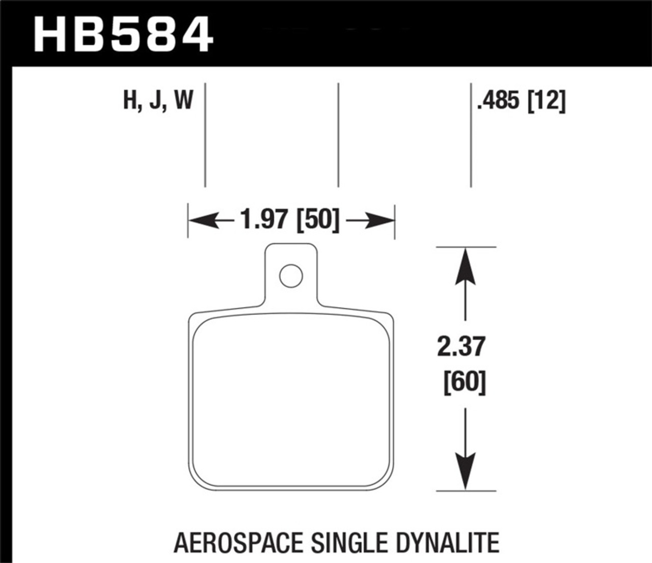 Hawk Aerospace Single Dynalite HPS 5.0 Street Brake Pads - HB584B.485 Photo - Primary