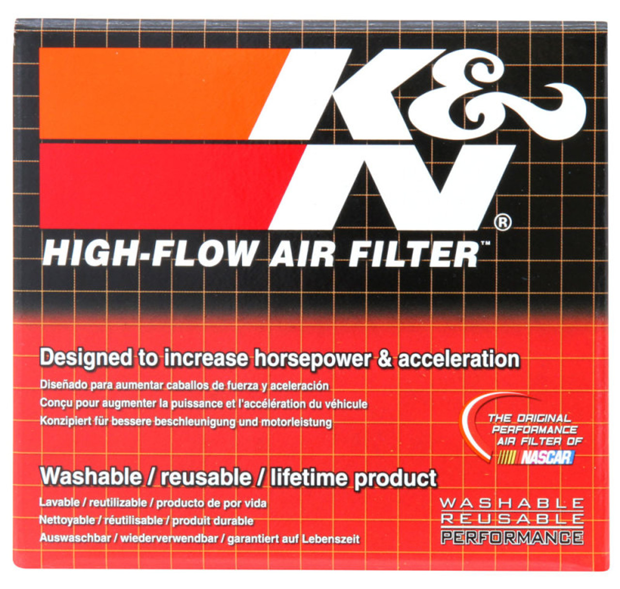 K&N 1-3/4in FLG 4 X 2-7/8in B 3 X 2in T 2-3/4in L Universal Clamp-On Air Filter - RC-2450 Photo - in package