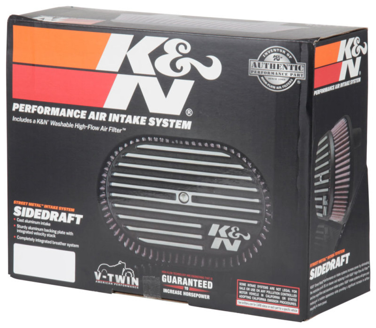 K&N Street Metal Intake System Side Draft Dyna/Softail Silver Intake System-Harley Davidson - RK-3953S Photo - in package