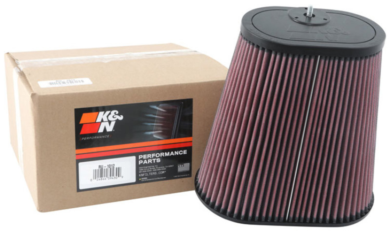 K&N Universal Clamp-On Air Filter 3-1/8in Dual FLG  8-7/8in X 5-3/16 B 6-1/4in X 4IN T, 9inH W/STUD - RU-1012 Photo - out of package