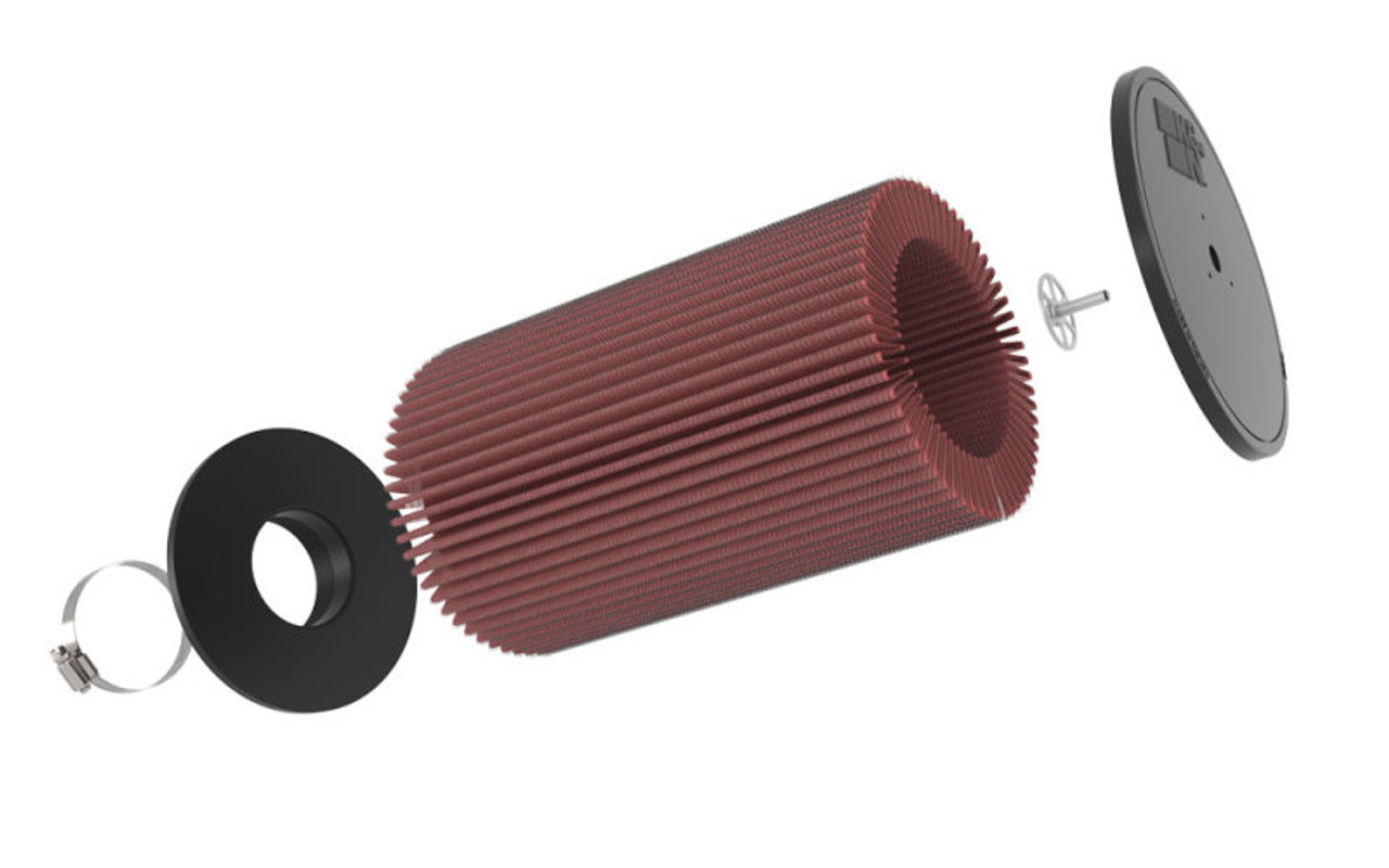 K&N Universal Round Clamp-On Air Filter 3-1/2in FLG  8in B, 7in T W/STUD, 12-1/2in H - RU-5165 Photo - out of package