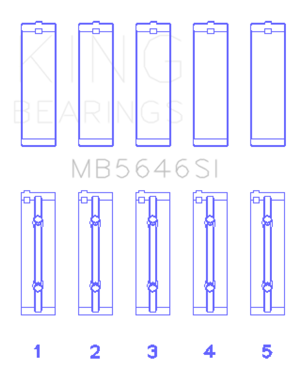 King Toyota 1AZFE / 2 AZFE (Size +0.25mm) Crankshaft Main Bearing Set - MB5646SI0.25 Photo - Primary