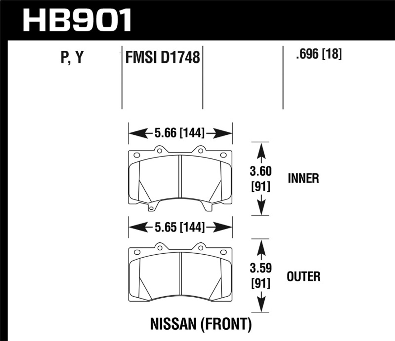 Hawk 12-16 Nissan Patrol Latin America LTS Street Brake Pads - Front - HB901Y.696 Photo - Primary