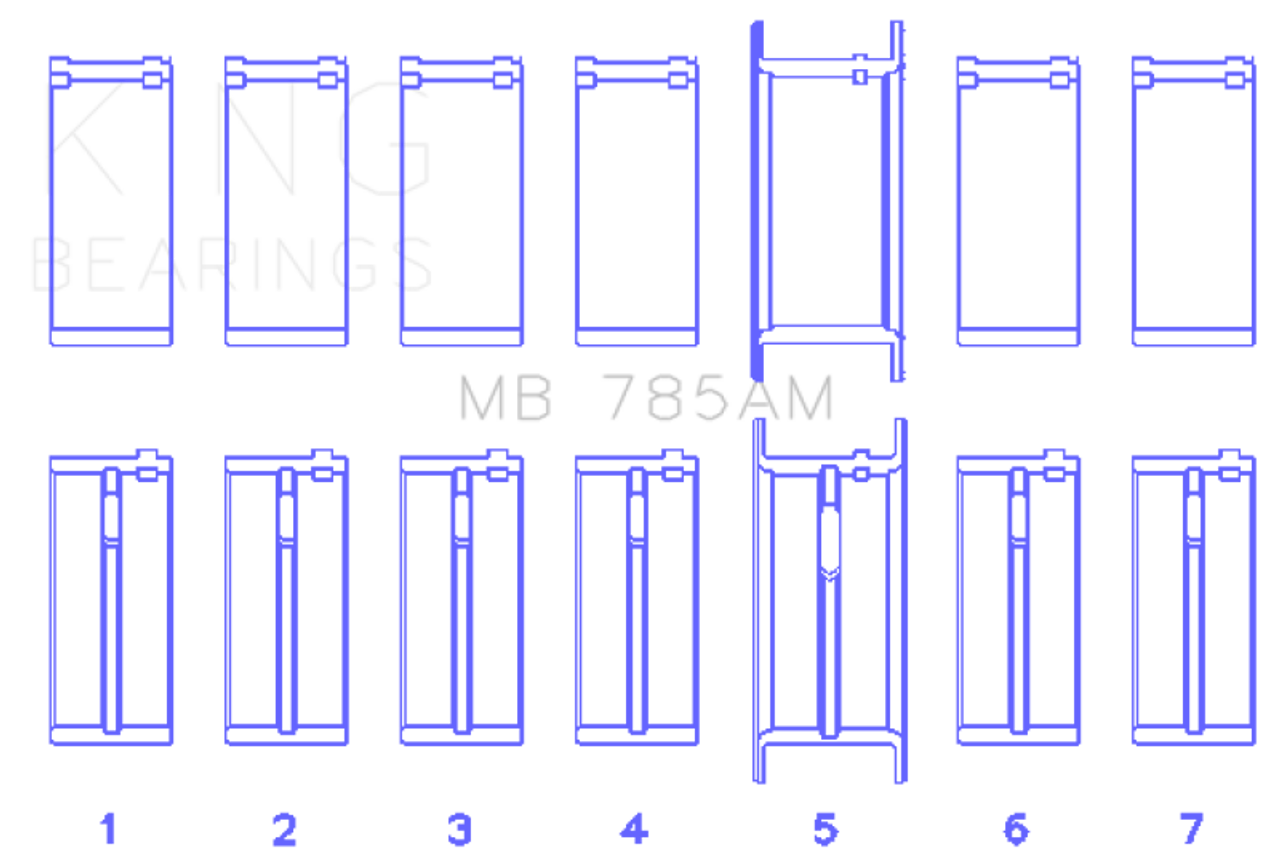 King Ford 200 3.3L 12V (Size +0.30) Main Bearing Set - MB785AM030 Photo - Primary