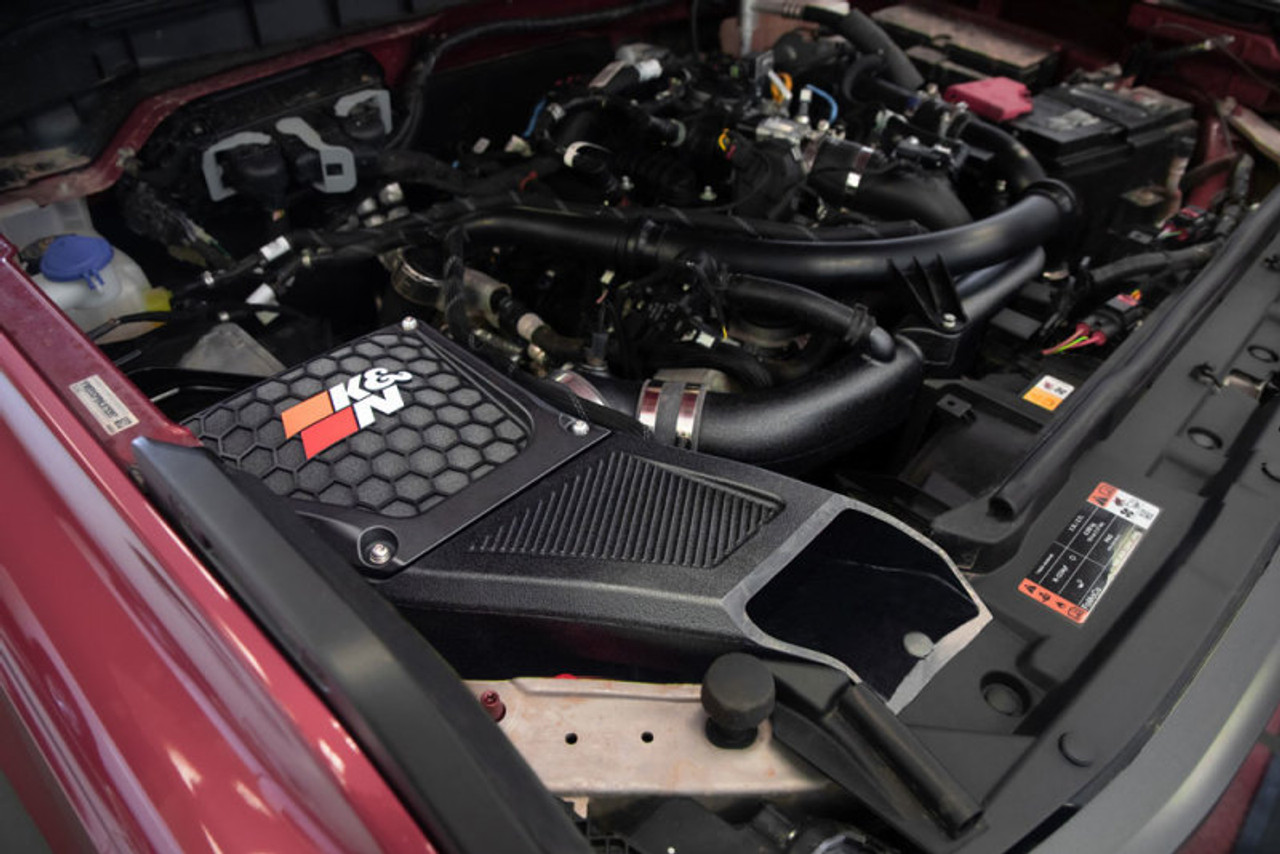 K&N 21-23 Ford Bronco 2.7L V6 F/I Dryflow Performance Air Intake System - 30-2619 Photo - Mounted