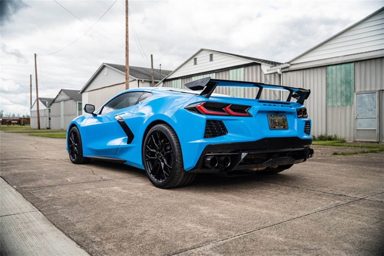 Corsa 20-23 Chevrolet Corvette C8 RWD 3in Valved Cat-Back w/ 4.5in Carbon Fiber Black PVD - 21100CFBLK Photo - Mounted