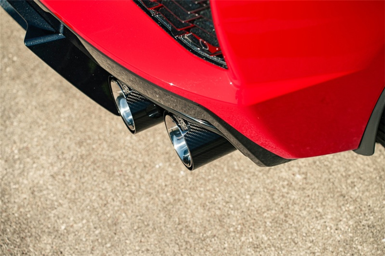 Corsa 20-23 Chevrolet Corvette C8 RWD 3in Valved Cat-Back w/AFM w/4.5in Carbon Fiber Polished Tips - 21103CF Photo - Mounted