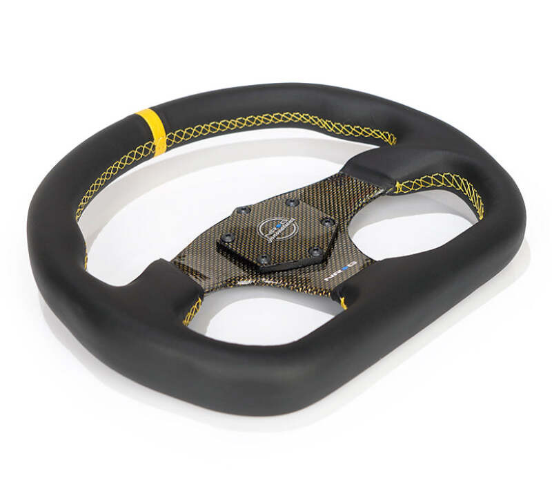 NRG Carbon Fiber Flat Bottom Steering Wheel (320mm) Green CF Center w/Green Stitch/Center Mark - RST-024CF/GN Photo - Close Up
