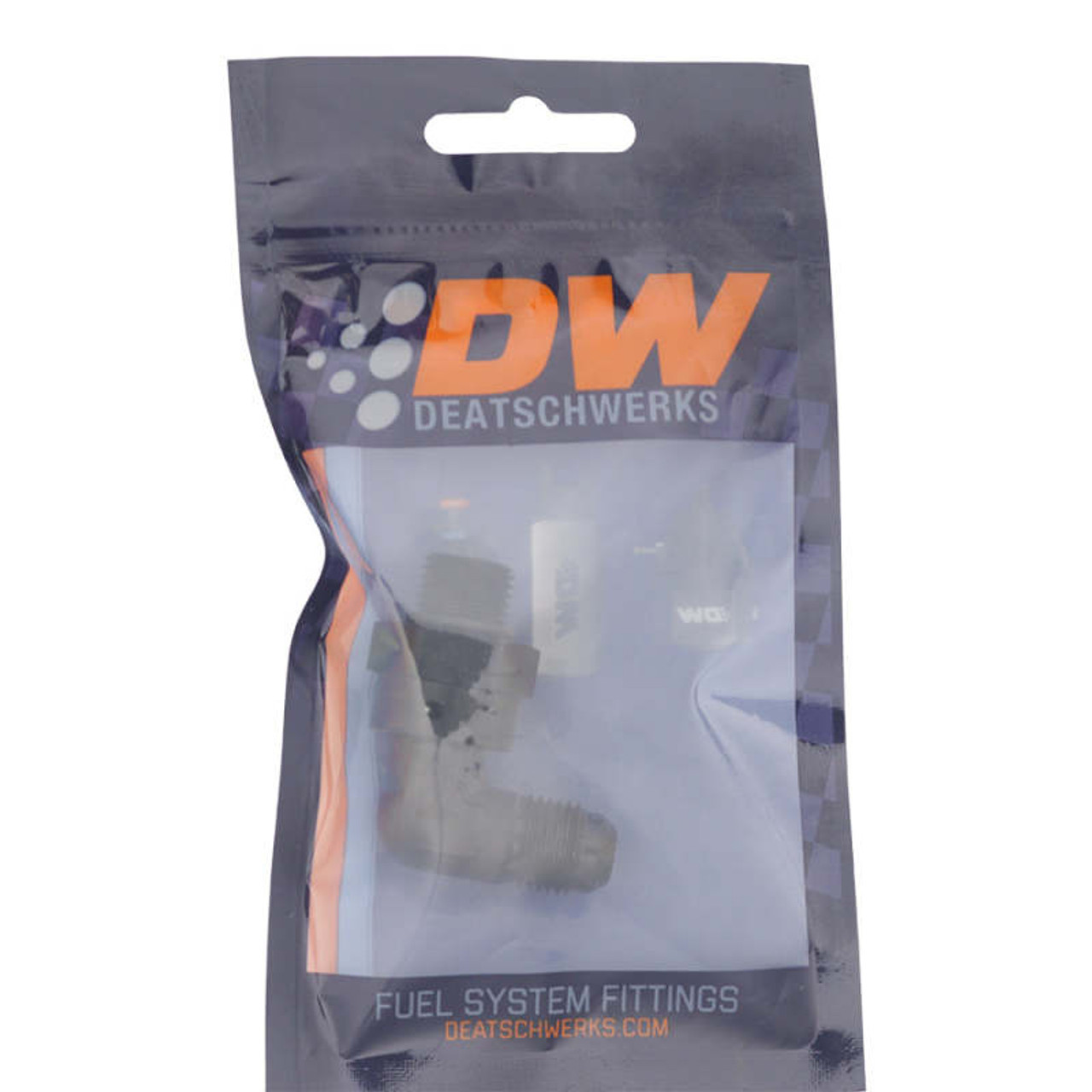DeatschWerks 6AN ORB Male Swivel to 90-Degree 6AN Male Flare - Anodized Matte Black - 6-02-0414-B Photo - lifestyle view