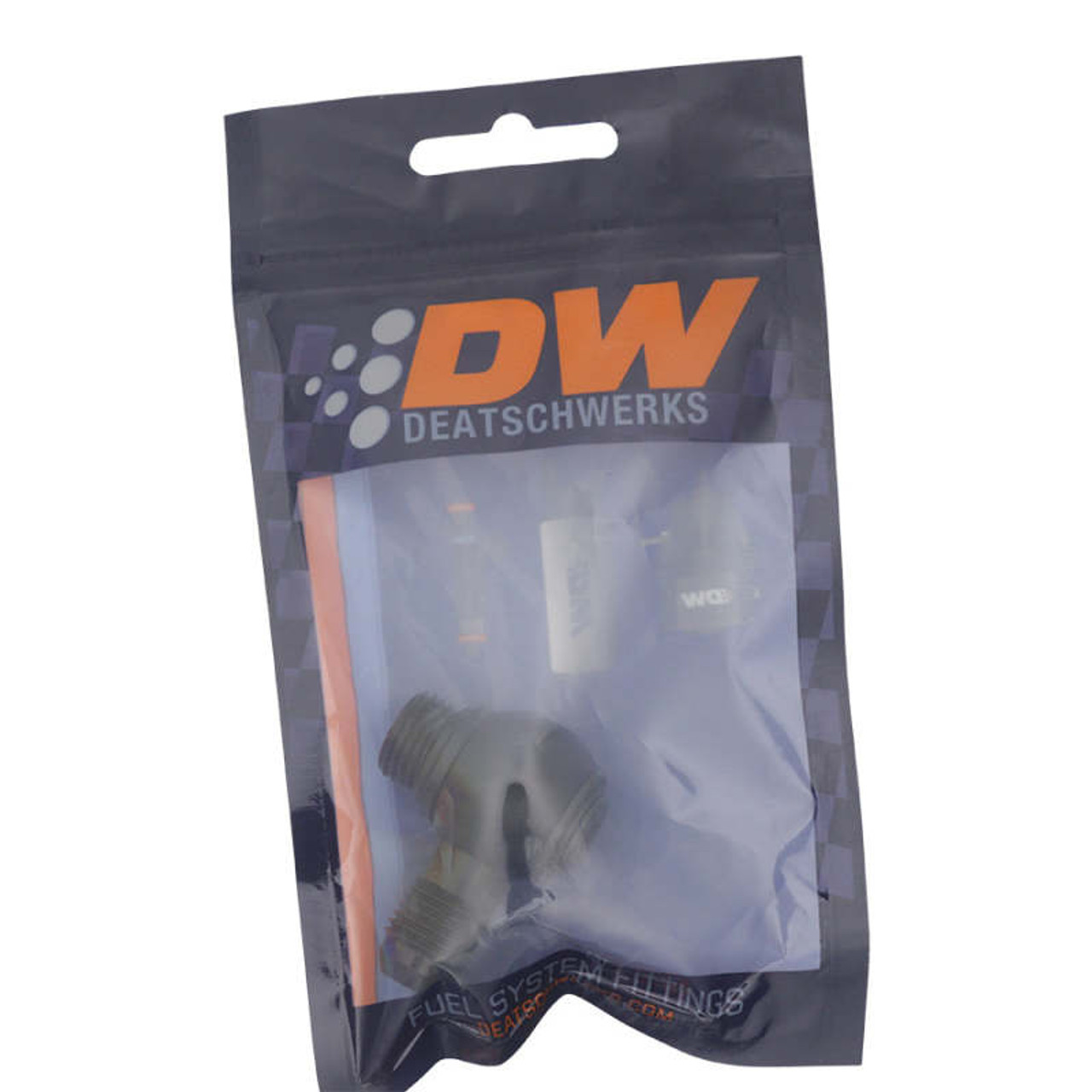DeatschWerks 6AN ORB Male to 6AN Male Flare Low Profile 90-Degree Swivel - Anodized Matte Black - 6-02-0415-B Photo - lifestyle view