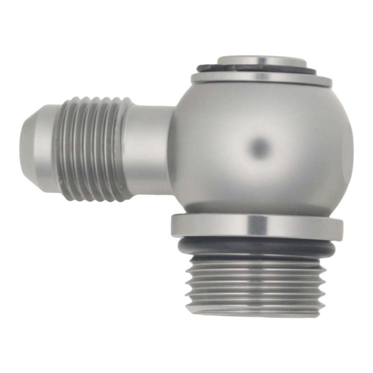 DeatschWerks 8AN ORB Male to 6AN Male Flare Low Profile 90-Degree Swivel - Anodized DW Titanium - 6-02-0419 Photo - Primary
