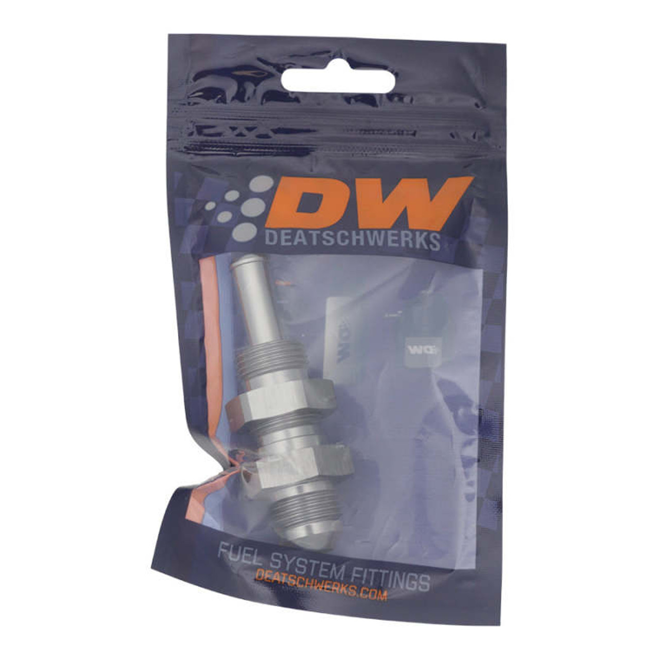 DeatschWerks 8AN Male Flare to Straight 3/8in Single Hose Barb - Anodized DW Titanium - 6-02-0740 Photo - lifestyle view